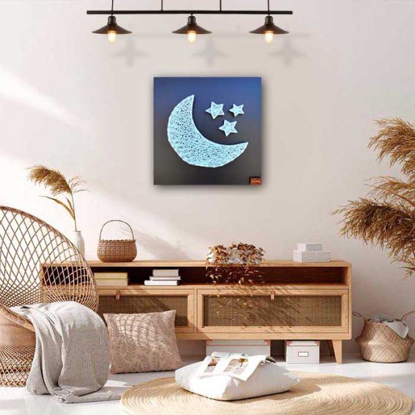 Luna azul turquesa fondo negro 30x30
