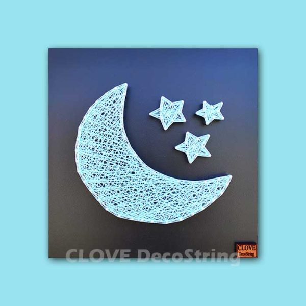 Luna azul turquesa fondo negro 30x30